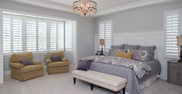 Interior shutters in Philadelphia bedroom.